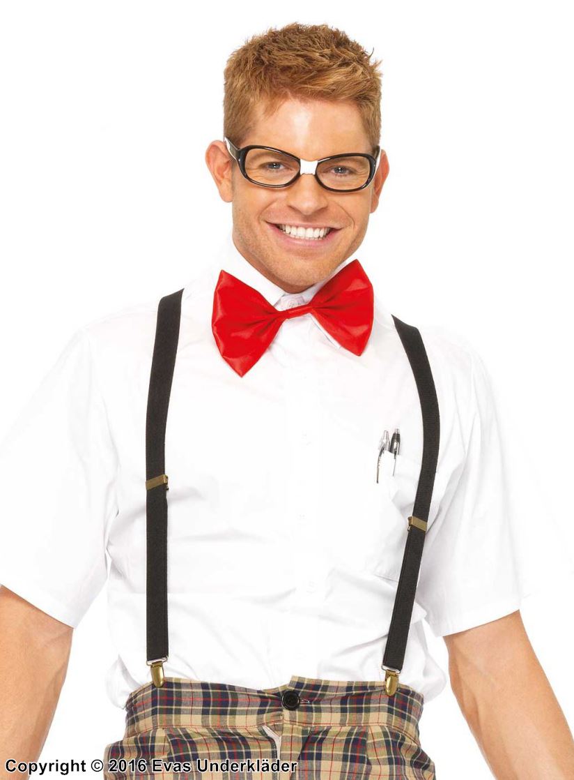 Nerd, costume set, suspenders, glasses, bow tie